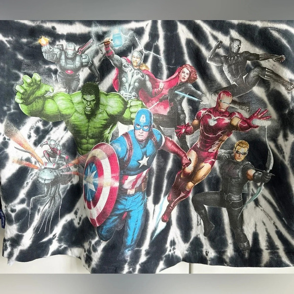 Marvel Tie-Dye Spirit Jersey for Adults Disney Avengers Size Small Black White - Picture 3 of 9